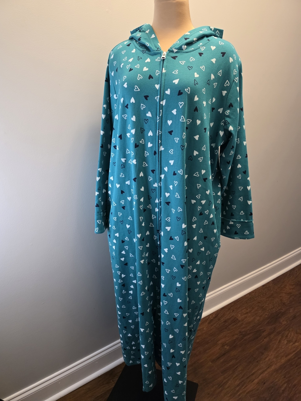Dreams& Co. Long Hooded Fleece Sweatshirt Robe